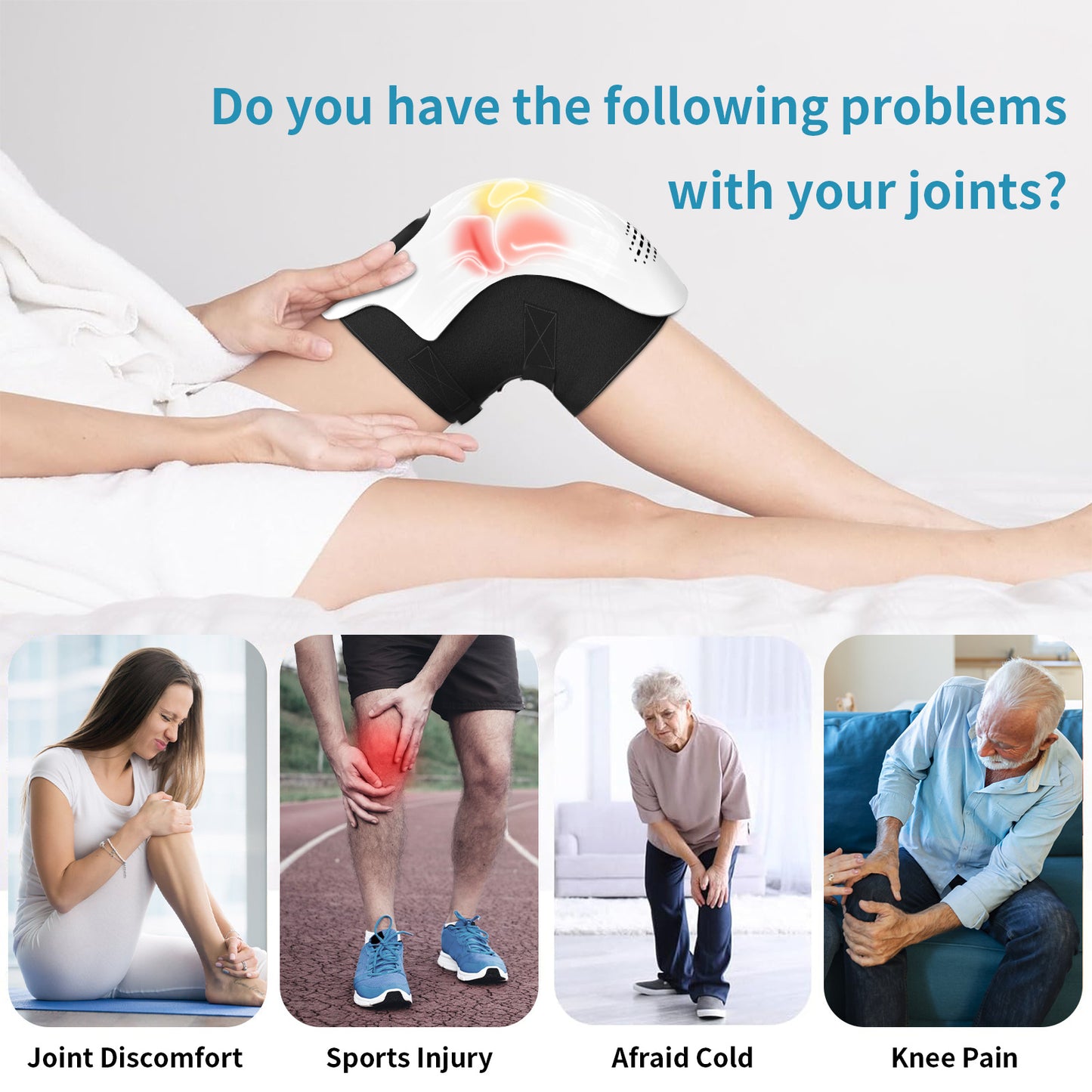 Binetto Portable Knee Massager with Heat, Red Light & Vibration